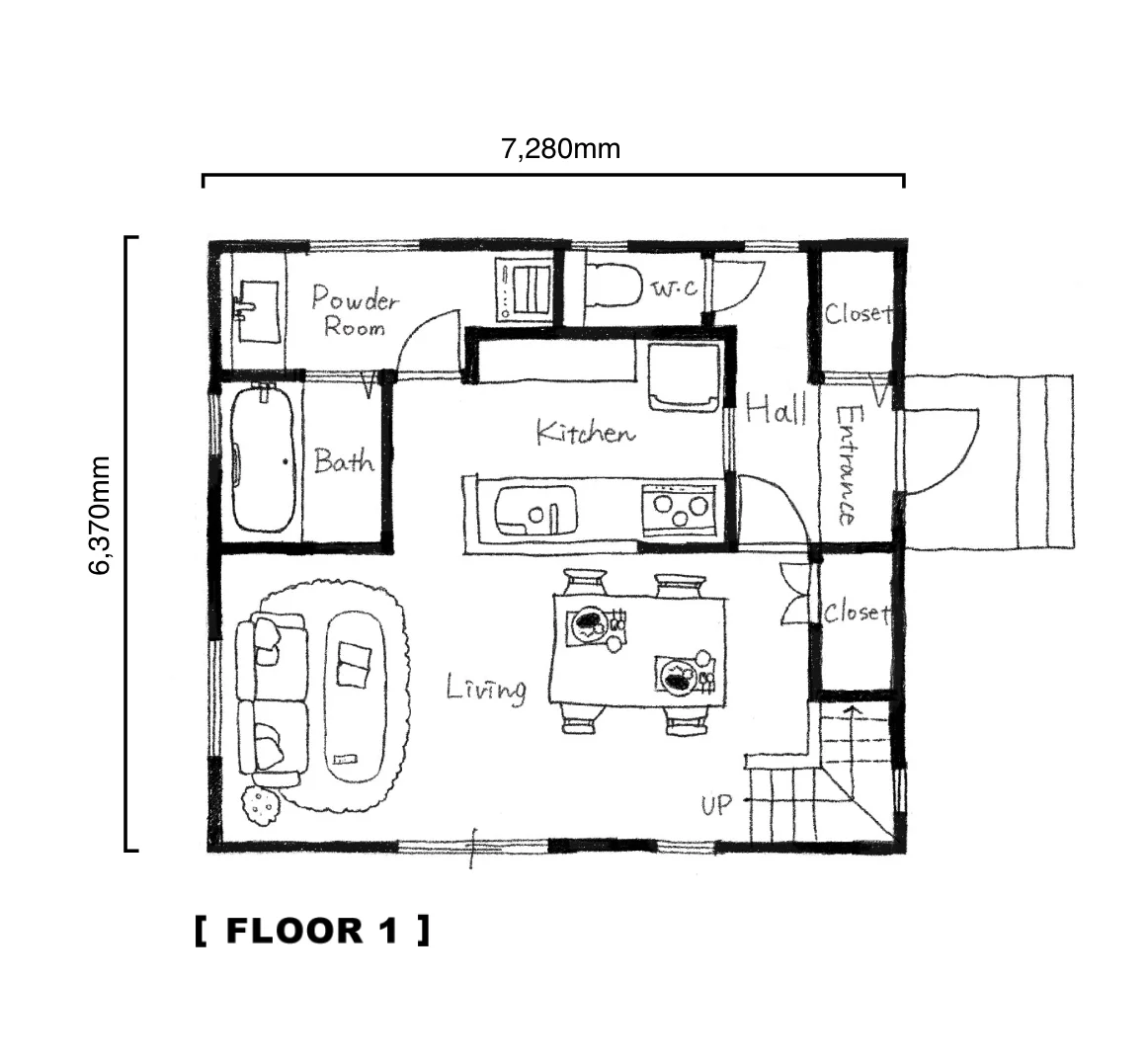 Mini-ZERO 1F間取り図